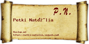 Petki Natália névjegykártya